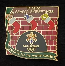 2002 SALT LAKE CITY OLYMPIC CHRISTMAS STOCKING HUNG ON FIREPLACE PIN/PINS. NEW!