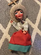 Vintage Hispanic Puppet Woman Lady Wood Dress String ￼￼Mexican ￼Amiga Dance Doll