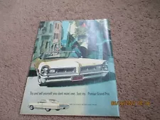 1964 & 1965 PONTIAC Grand Prix Car Ads V8 389 421 Bonneville: Lot of 5 ads