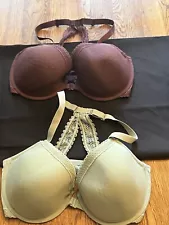 36 DD Bra Lot Brown, Sage, White And Black BRAS Lot Of 4!