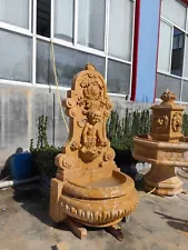 HAND CARVED LARGE MARBLE GARDEN WALL FOUNTAIN