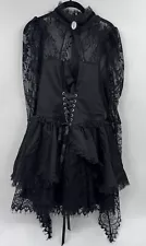 Dolls Kill Large Widow Lights Go Out Lace Mini Dress Victorian Goth Lace Corset