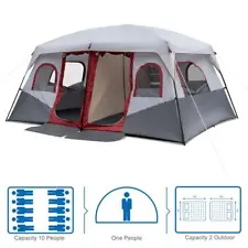 10 Person Instant Tent Large 2 Rooms Family Camping Cabin Waterproof Outdoor