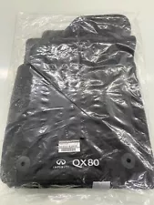 New OEM Infiniti QX80 2020+ Black Carpeted Floor Mats with 2nd-Row Bench Seats