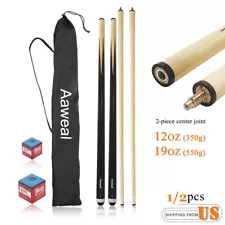 57" Two- Piece Pool Cue Billiard Sticks with Bag & Chalks 1/2 Jointed