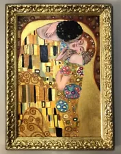 The Kiss by Gustav Klimt Original Reproduction Artwork Gold Antique Framed