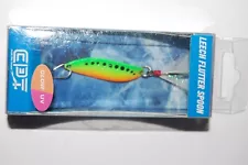 clam outdoors leech flutter spoon 1/16 oz glow firetiger UV perch crappie trout