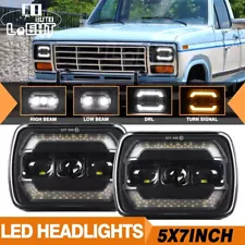 Fit Ford F-150 F-250 F-350 1978-1986 7x6" LED Headlights Hi/Lo Turn Signal DRL (For: 1982 Ford F-250)