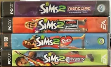 The Sims 2 PC CD Expansion Game LOT OF 4 ~ NightLife, Pets, University, Business