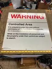 Warning Restricted Military Area 51 17x18 Vtg Govt Aluminum sign Installation!