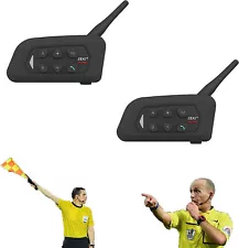 2 Pack Full Duplex Football Referee Bluetooth Headset Intercom 1200M for 2 Judge