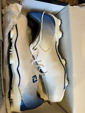 FootJoy DNA Helix Leather Men Golf Shoes Size 10 White Blue NEW W/Box