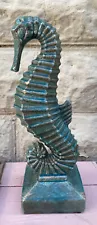 Ceramic Seahorse Statue Decor 16.5” Teal Turquoise