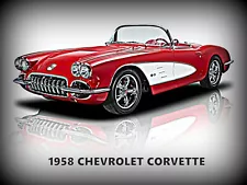 1958 Chevrolet Corvette Convertible NEW Metal Sign: Perfect Restoration!