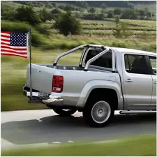 Flag 6' ft Long black rod pole W/ flag size 4'x 6' for pick up truck w/Hitch tow