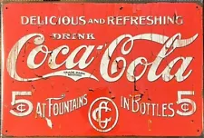 Coca-Cola At Fountains & In Bottles Novelty Metal Sign 12" x 8" NEW!