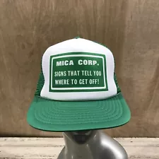 Mica Corp. Signs That Tell You Where To Get Off ! Vintage SnapBack Hat Cap