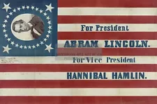 ABRAHAM LINCOLN & HANNIBAL HAMLIN FOR PRESIDENT CAMPAIGN FLAG 4X6 PHOTO