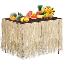 ADXCO Hawaiian Raffia Table Skirts 108 x 27 Inch Grass Table Skirt for Luau Part