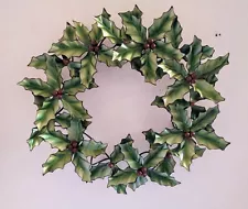 Metal Holly Wreath