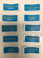 Commercial Cappuccino Machine Assorted Flavor Labels (10) One of Each Flavor New