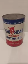 RARE Fox Head Premium Motor Oil Quart Can Full Service Station Great Graphic