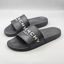 GIVENCHY Logo Black Rubber Slides Sandals Men Size 41 US 8