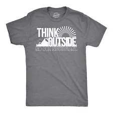 Mens Think Outside Funny No Box Necessary Hiking Camping Vintage Graphic T shirt