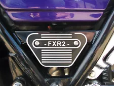 HARLEY FXR - FXR2 - SIDE FRAME COVER BADGE PLATE - WITH STAINLESS HARDWARE