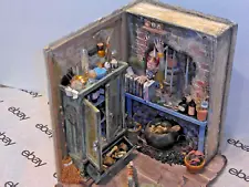 Dollhouse Miniatures Artist Made Corner Room Box-ESCAPING the WITCH'S LAIR