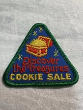 Vintage Girl Scout Discover The Treasures Cookie Sale Patch 1990's