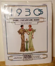 1930s Ladies Evening Gown with Wing Sleeve sz:34 Vintage Pattern Lending Library