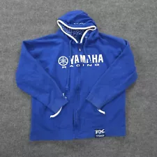 Yamaha Racing Hoodie Mens XL Blue Factory Effex FX Spellout Logo Motocross Biker