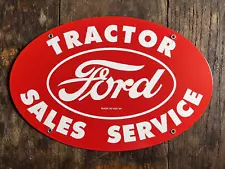 FORD TRACTOR SALES & SERVICE VINTAGE PORCELAIN GAS AND OIL SIGN