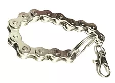 Bike Chain Clip Keychain Metal Bicycle Chains Silvertone Metal Bikers Keyring