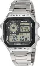 Casio Watch Digital World Time Illuminator Stainless Steel AE-1200WHD-1AVDF