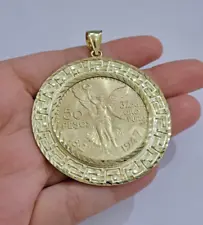 1947 Mexican Centenario 50 Gold Pesos Copy Coin With Bezel Solid 10k Yellow SALE