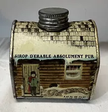 1984 Absolutely Pure Maple Syrup 16.9 oz Log Cabin Tin Metal Can ~Full (C5)