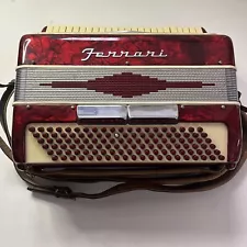 Vintage Ferrari Piano Accordion w/ Case Italy Beautiful Rich Red Color!!