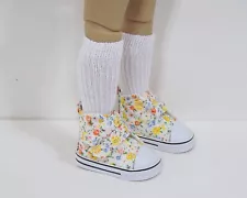 Yellow Floral Flower Tennis Doll Shoes For 14 Ruby Red Fashion Friends (Debs*)