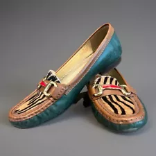 Marc Joseph~8~Grand St Exotic Tan Black Zebra Print Leather Loafer Moccasin