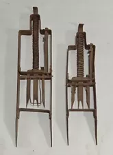 Rare Antique Pair of Mole Animal Traps 11" And 13"