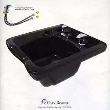 eMark Square Black ABS Plastic Shampoo Bowl for Salons and Barbershops TLC-B11