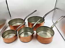 Splendid Set of 5 French Tinned copper Pans