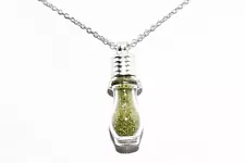 $900 .925 SILVER 3.00CT YELLOW DIAMOND POWDER IN "VASE" GLASS VIAL DROP NECKLACE