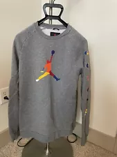 Rare Sale Used Air Jordan Sweatshirt Gray Rainbow Color Size Medium