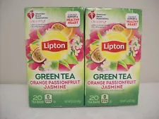 Two Lipton Green Tea Orange Passionfruit Jasmine 40 bags 03/2025 New Sealed