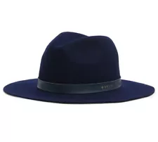 Wyeth Women’s Lux Felt Packable Wide Brim 100% Wool Fedora Navy Blue One Size