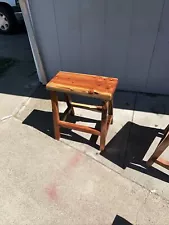 Custom-made redwood benches