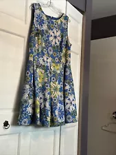 Plus Size Vintage Style Print Fit And Flare Dress